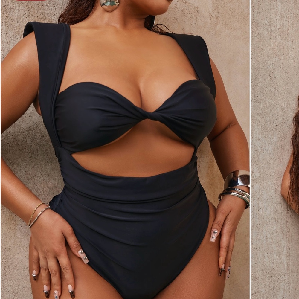 FN Vivian twist bandeau cutout 1 piece swimsuit